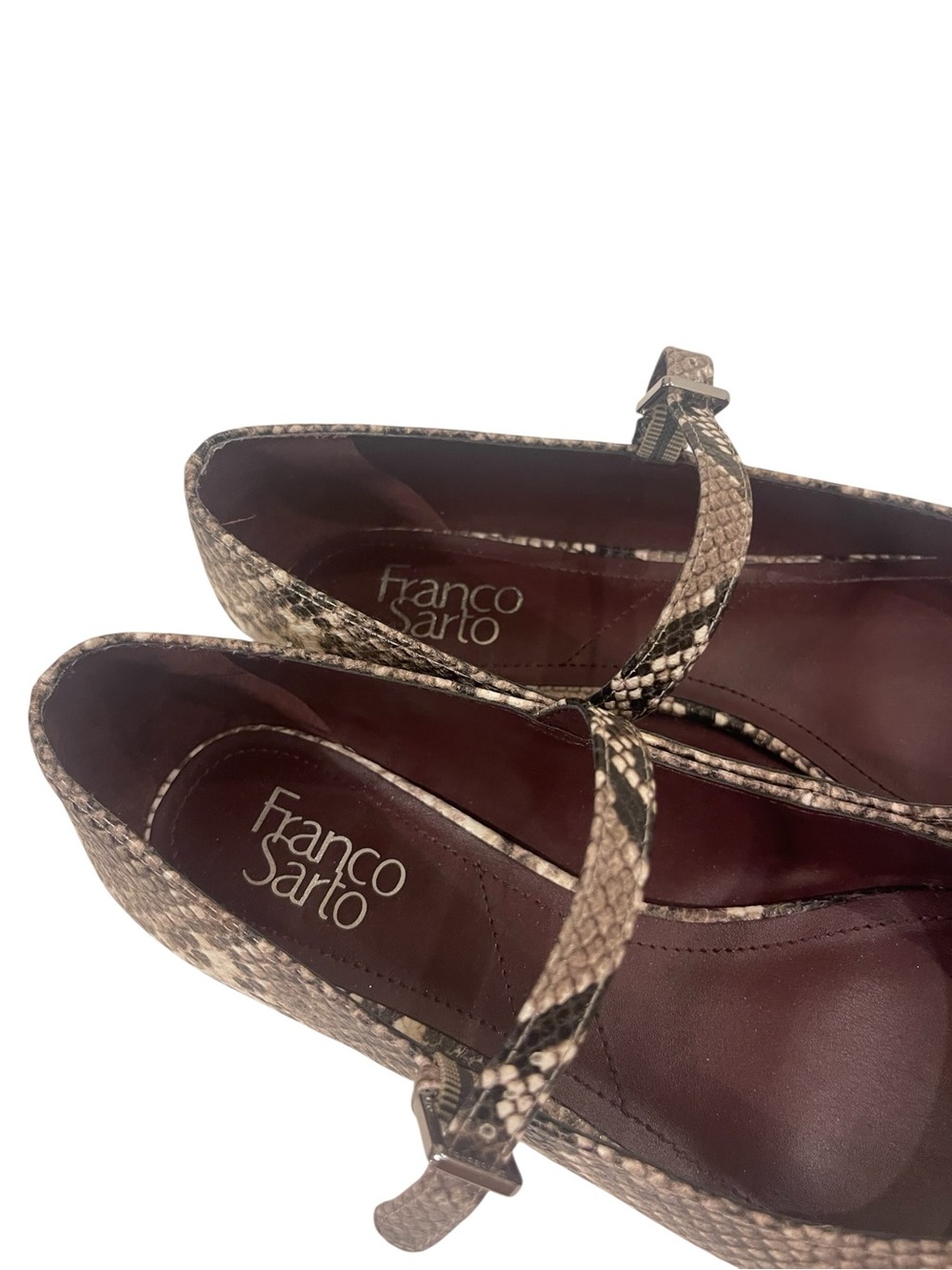 Women's Franco Sarto Nalin Snakeskin Mary Jane Flats Shoes - Picture 5 of 8